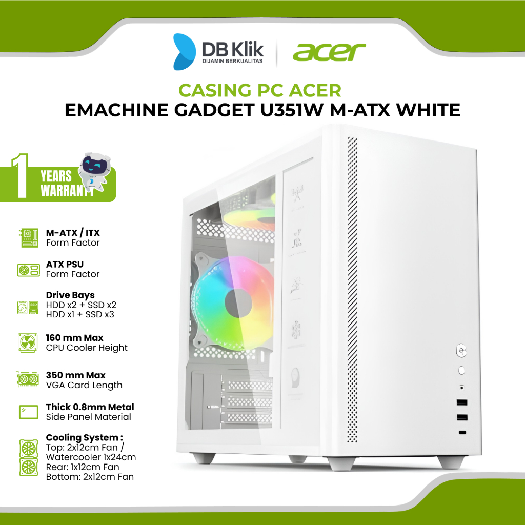 Jual Acer Casing Pc Emachine Gadget U351W M-Atx White - U351 | Shopee ...