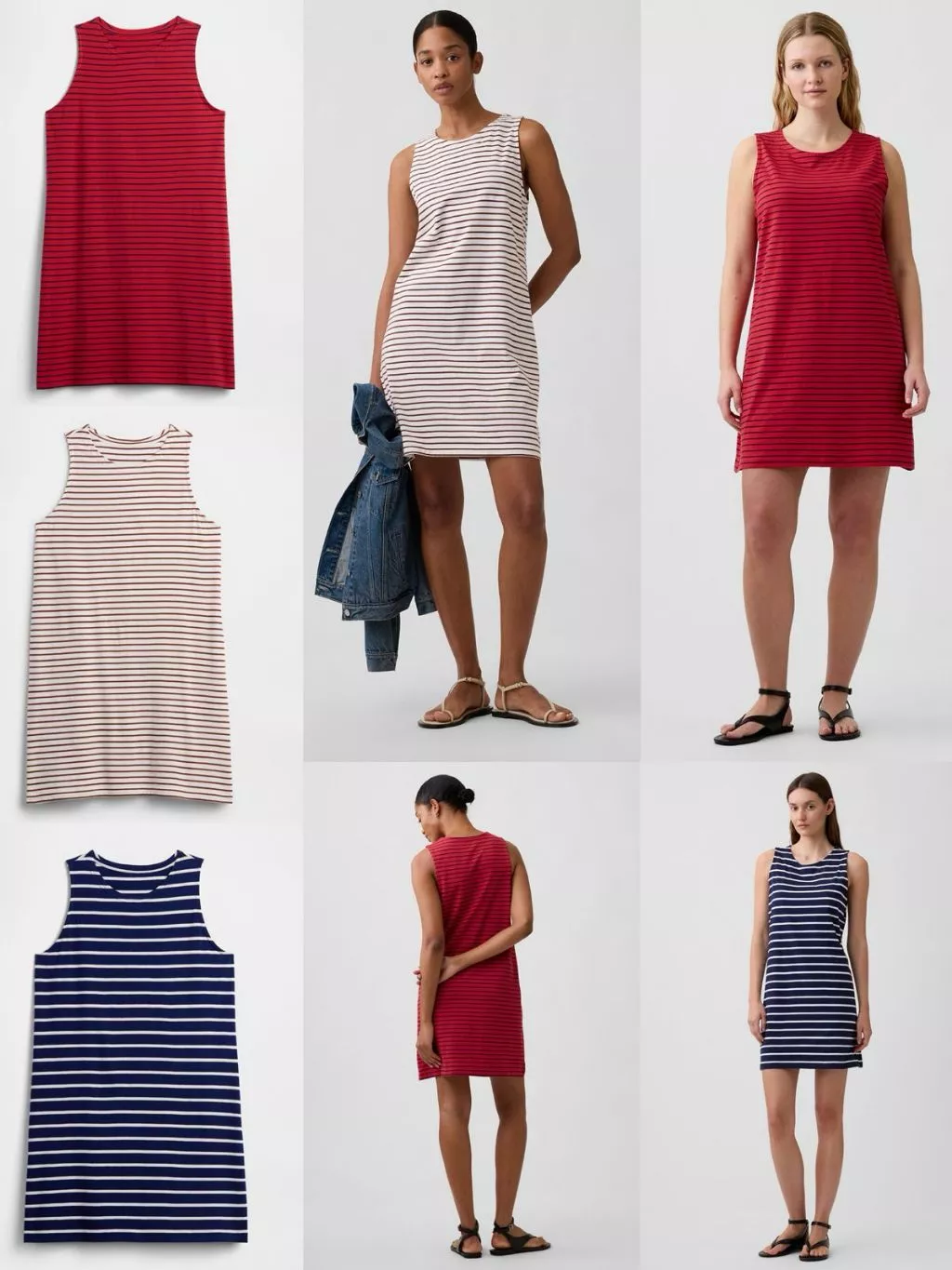 Dress Mini Wanita Bahan Katun GP Stripe Cotton Sleeveless Mini Dress - 2397