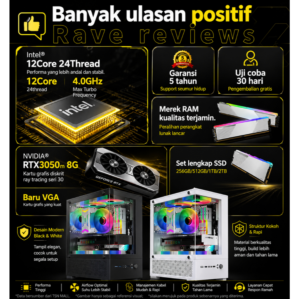 Jual XPC PC gaming full set 12-inti baru, Komputer desktop perakitan ...