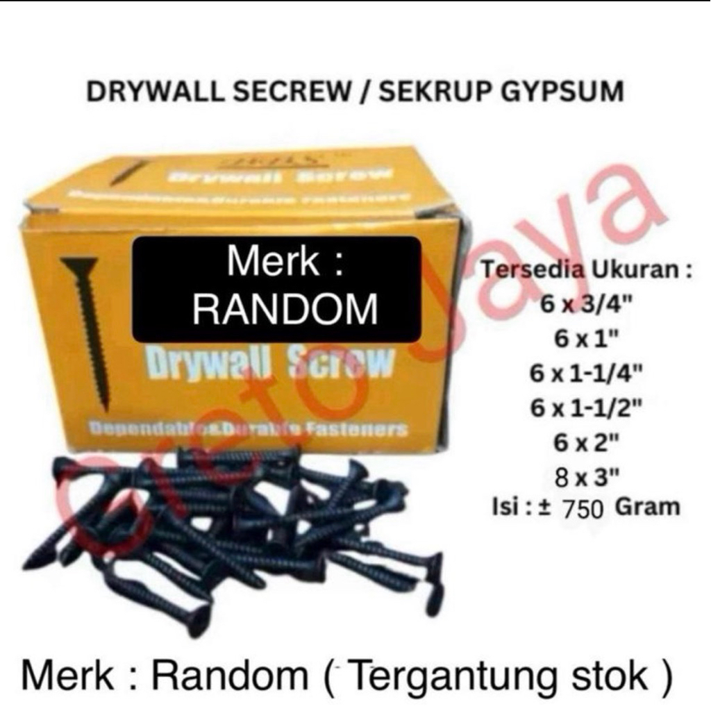 Jual ( 1 DUS ) Skrup Gipsum 6x3/4 6x1 6x1 1/4 6x1 1/2 6x2 8x3 sekrup ...
