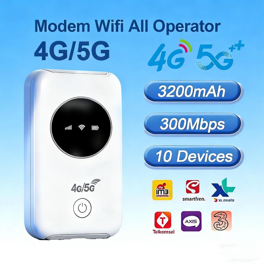 (Siap kirim) 4G/5G LTE Modem wifi protable UNLOCK ALL OPERATOR Hingga 12 Pengguna Kecepatan Maksimal 300Mbps MIFI all operator 5g SIM Card