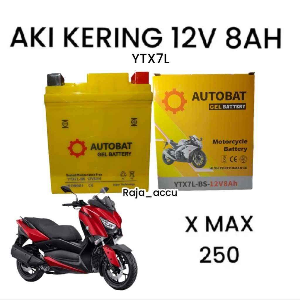 AKI MOTOR X MAX 250 AKI KERING YTX7L AUTOBAT 12V 8AH