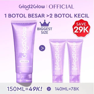 [Big Size] Glad2Glow Blueberry Ceramide Low pH Gel Cleanser 150ml sabun cuci muka facial wash Acne Prone Skin
