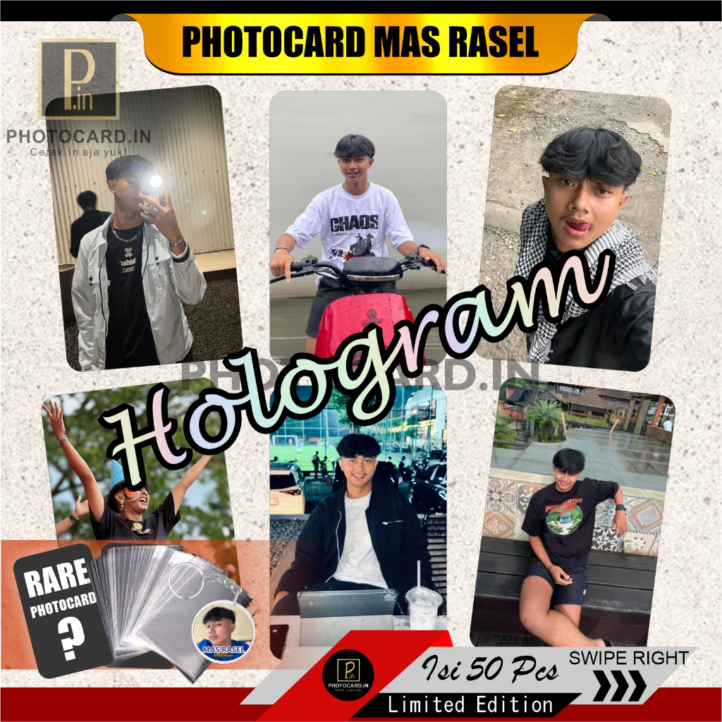 Jual Photocard Hologram Mas Rasel y2k isi 50 pcs (Free Ganci & Inner ...