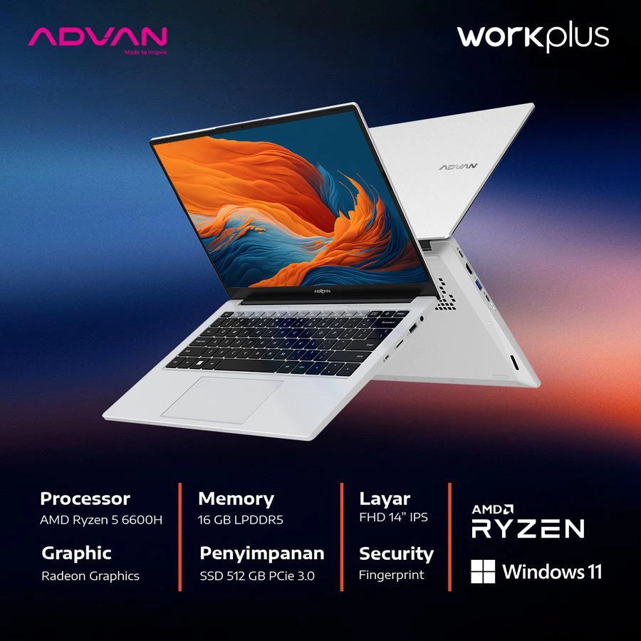 Jual LAPTOP ADVAN WORKMATE - AMD RYZEN 5 3500U RAM 8GB 256GB W11 14 ...