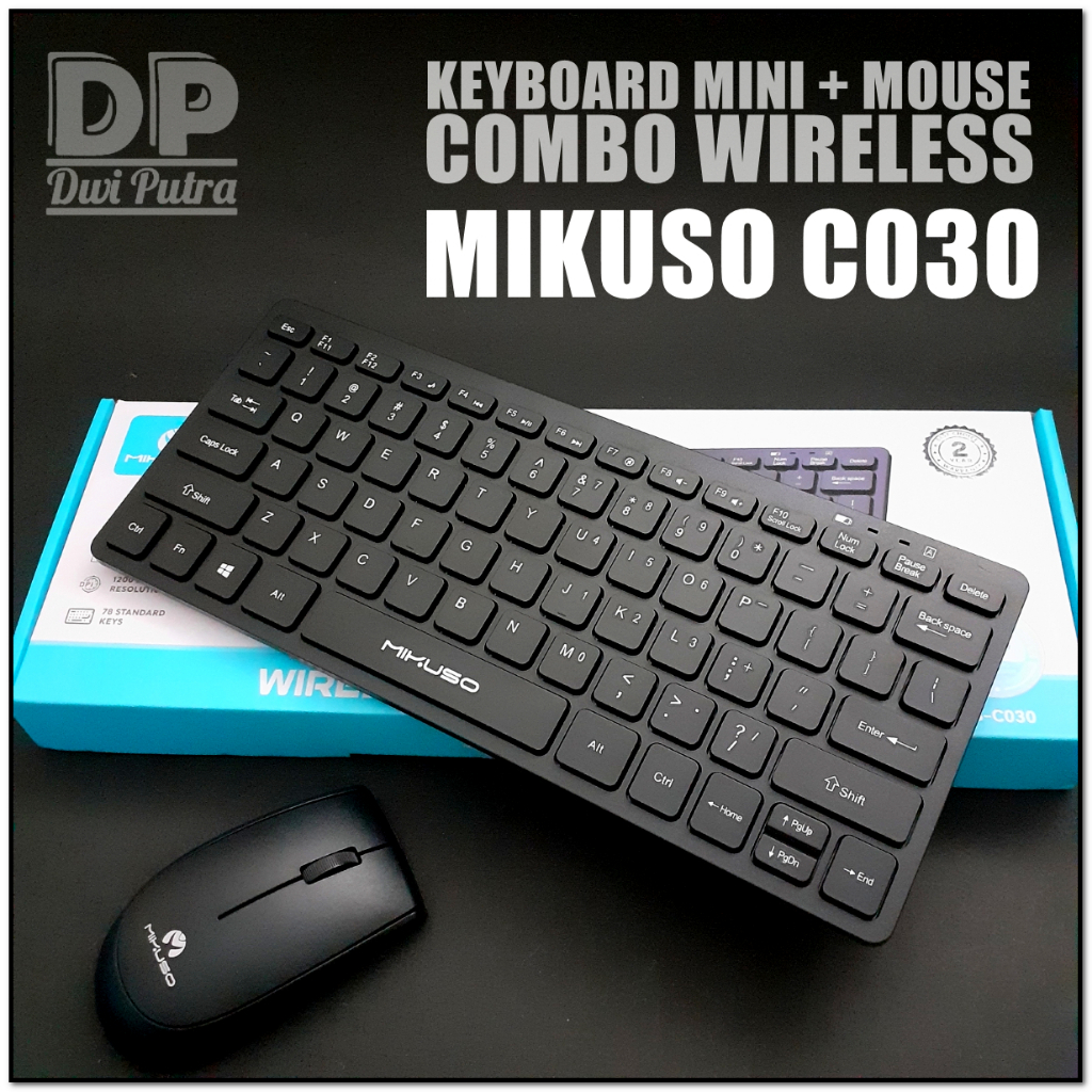 KEYBOARD MOUSE MIKUSO KB-C030 MINI COMBO WIRELESS USB // SLIM CHOCOLATE OFFICE MULTIMEDIA // LAPTOP PC KOMPUTER