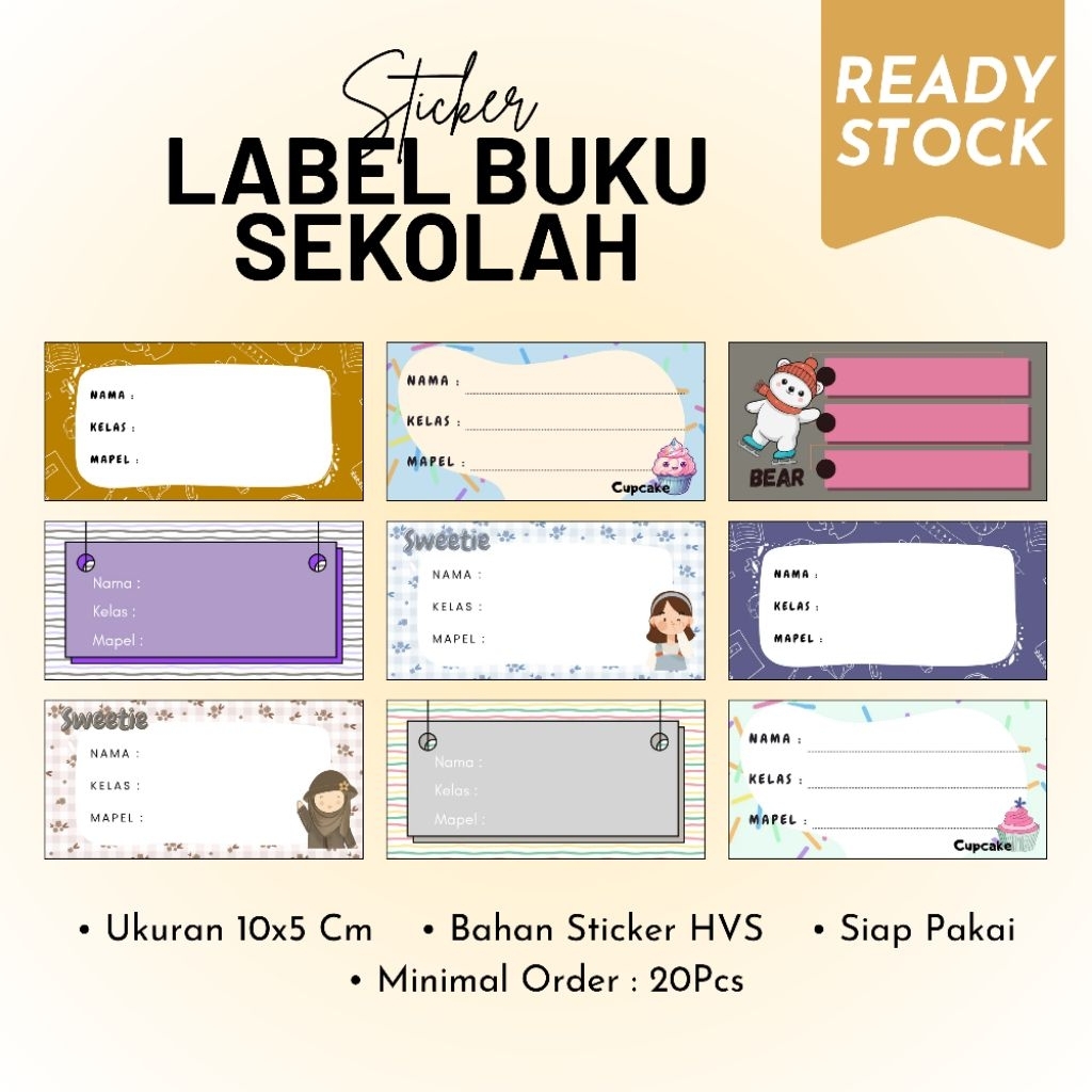 Jual Stiker Label Nama Buku Sekolah Anak Lucu Aesthetic 10x5 cm ...