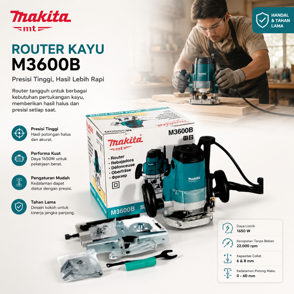 Jual MODEL MAKITA M3600B MESIN ROUTER KAYU MESIN PROFIL KAYU 12MM ...