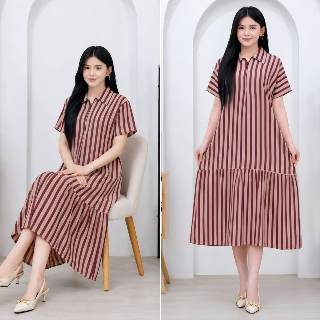 Daster Motif Salur Rayon - Busui Friendly