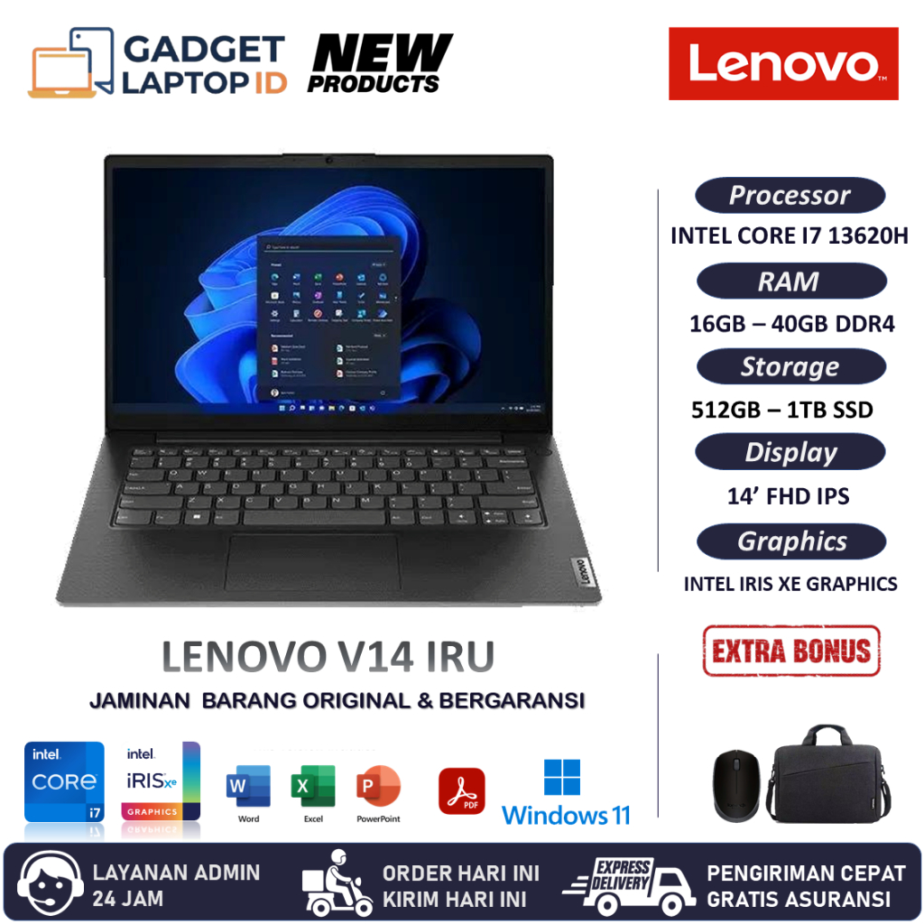 Jual Laptop Lenovo V14 G4 Intel i7 13620H Ram 40GB 1TB Ssd 14 Inch FHD ...