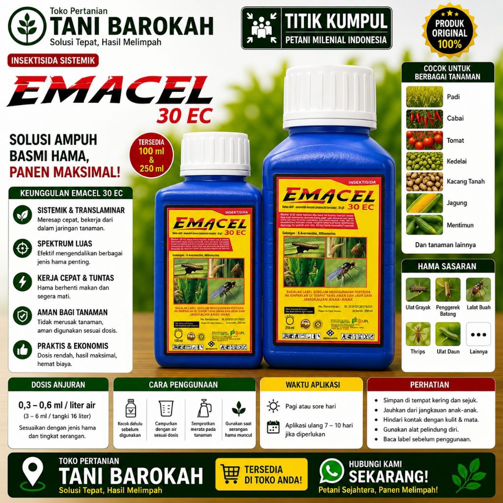 Jual Insektisida EMACEL 30EC 250 ml, 100 ml / Bahan Aktif: Emamektin ...