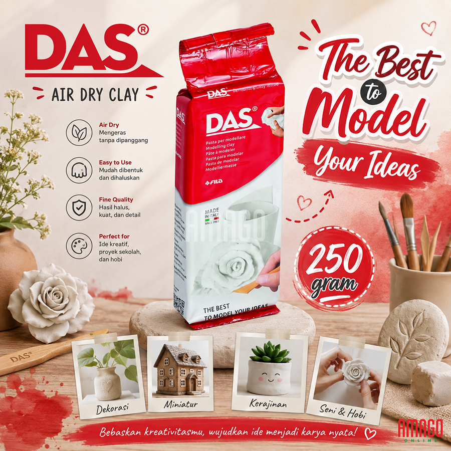 DAS Modelling Clay kecil Tanah Liat Kerajinan Tangan Prakarya Tanpa Oven Air Dry Clay Putih 250 gr - 348400