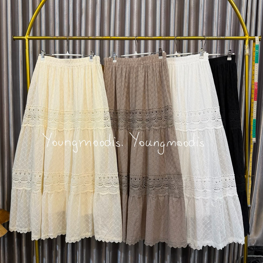 Jual youngmoodis rok panjang katbol rok katun bordir motif bunga timbul ...