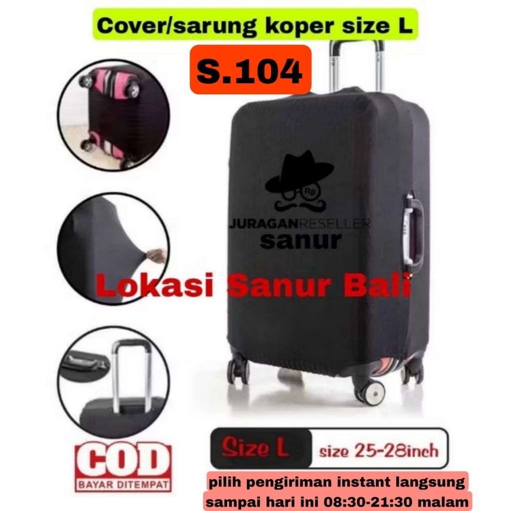 Jual koper cover Hitam polos size L 25-28inch elastis | Shopee Indonesia