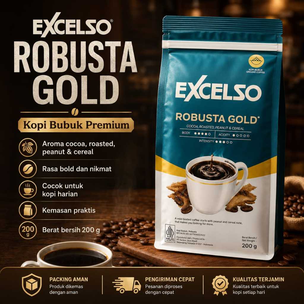 Jual Kopi Excelso Robusta Gold 200gr - Bubuk Dan biji | Shopee Indonesia