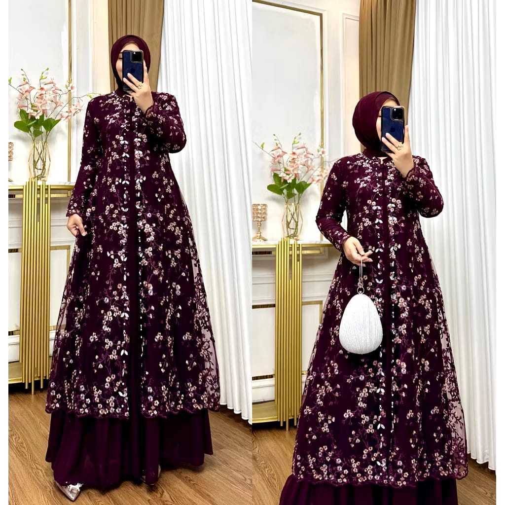Jual COD Yamina Dress Tille Garden Mix Ceruty Babydoll Voll I// Dress Pesta Kondangan Fashion Wanita Kekinian Model Terbaru 2026// Gamis Brukat Busana Muslim// Gamis Jumbo Uk M L XL XXL 3XL 4XL (167)