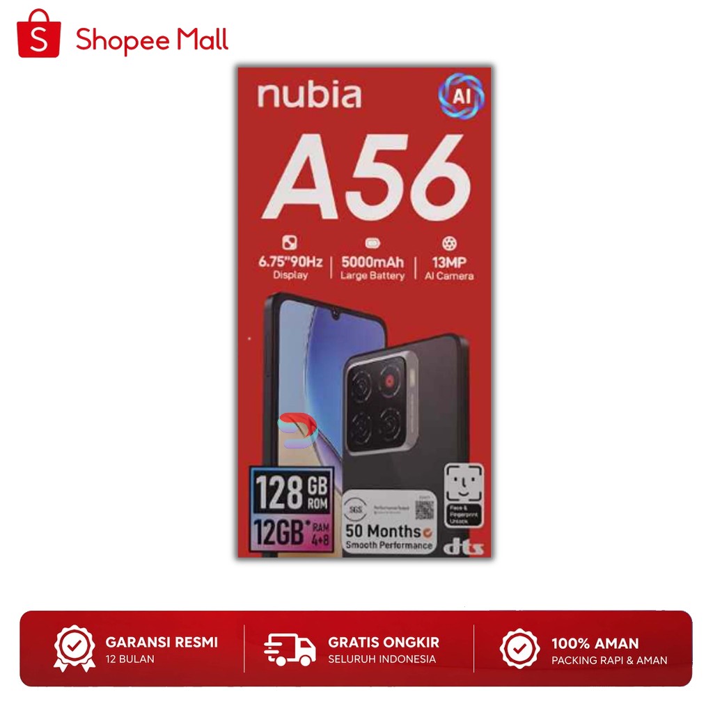 Special Discount ZTE Nubia A56 4/128GB & Nubia A36 4/64GB | HP Gaming & Original Garansi Resmi Indonesia [ Not Infinix Smart 10 / Poco C85 / Redmi A5 / Samsung A07 ] - A36 4/64GB Aqua Green