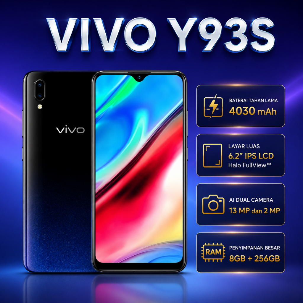 SMARTPHONE VIVO asli Ori ANDROID Y93s Ram 8/256GB 6.22inch Baru Fullset