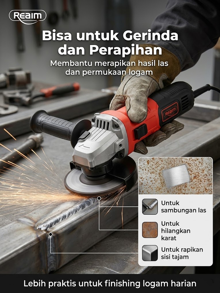 Jual REAIM Gerinda Tangan 4 Inch 800W Mesin Gerinda Listrik 12000RPM ...