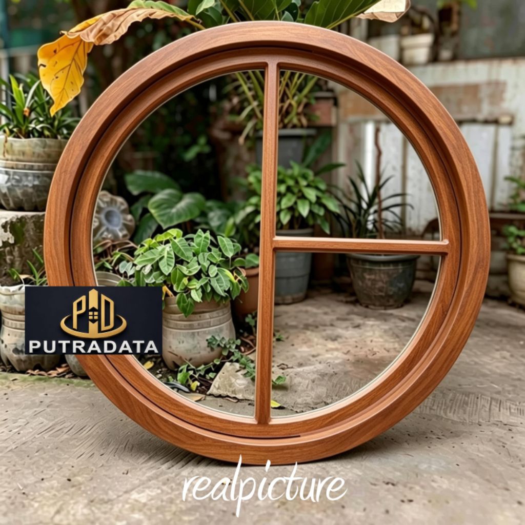 Jendela Bundar Putar 50 cm Kayu Jati | Jendela Aesthetic | Jendela Terbaru