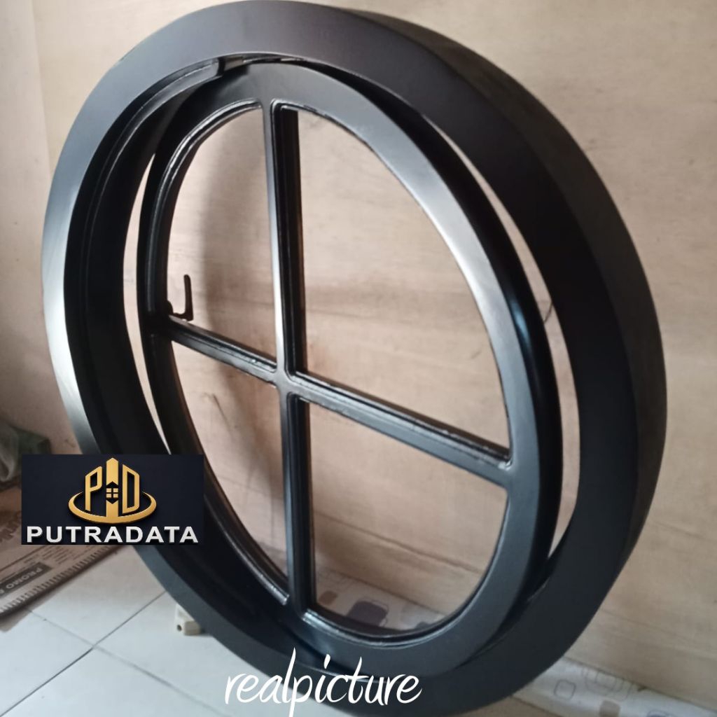 Kusen Jendela Bulat Putar Diameter 60 cm Bahan Material Kayu Jati Jendela Minimalis Viral Terbaru