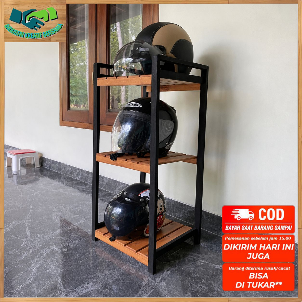 Jual RAK TEMPAT TARUH HELM KAYU 3 SUSUN | Shopee Indonesia