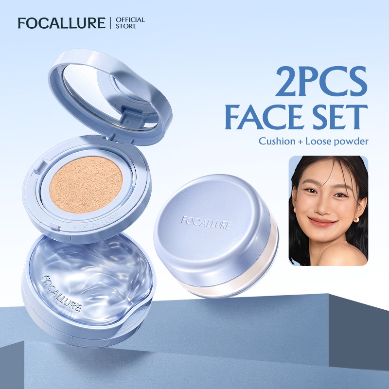 Jual [2PCS SET] FOCALLURE Matte Cushion Loose Powder 16H longlasting ...