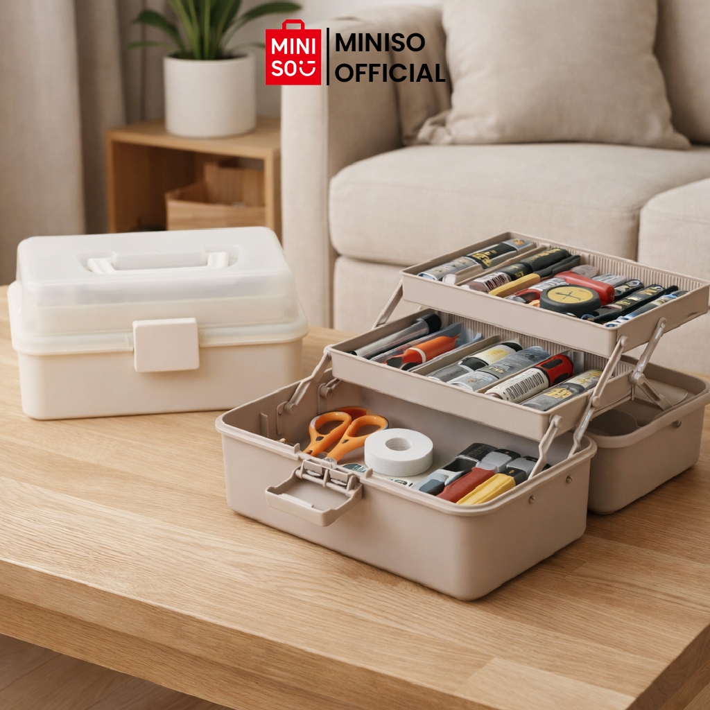 Jual MINISO Three Layer Foldable Tool Storage Box Kotak Penyimpanan ...