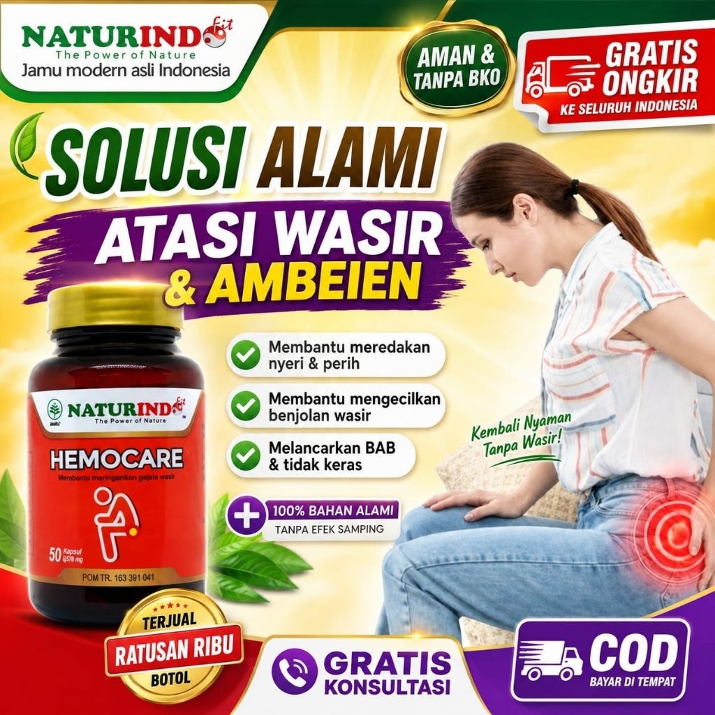 Obat Wasir Obat Ambeien Stadium 1-4 Susah BAB Berdarah Benjolan Anus Hemocare Herbal Ampuh Asli JSR