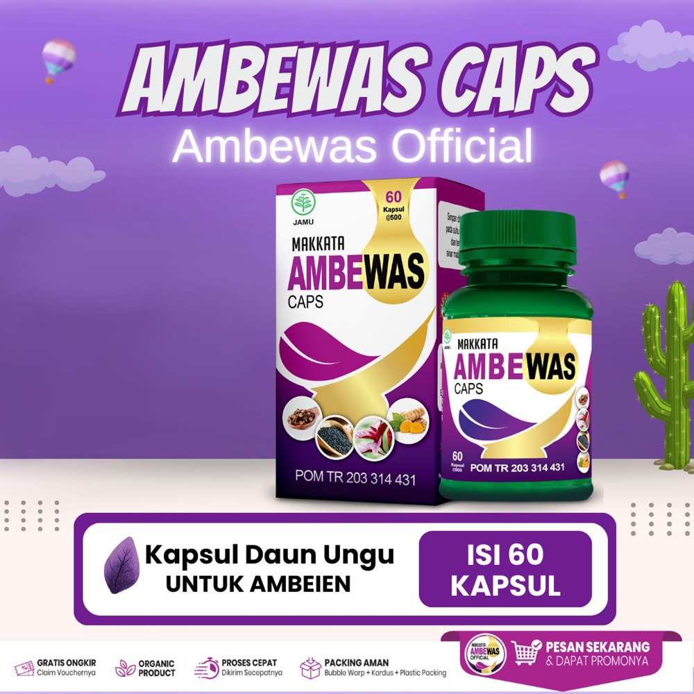 Kapsul Daun Ungu Untuk Ambeien Ambewas Official Ambeyen Luar Dan Dalam AMBEWAS CAPS Isi 60 Kapsul