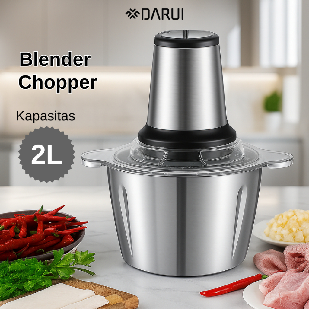 Jual Chopper Blender 2 Liter – Giling Daging & Sayur, Wadah Stainless ...