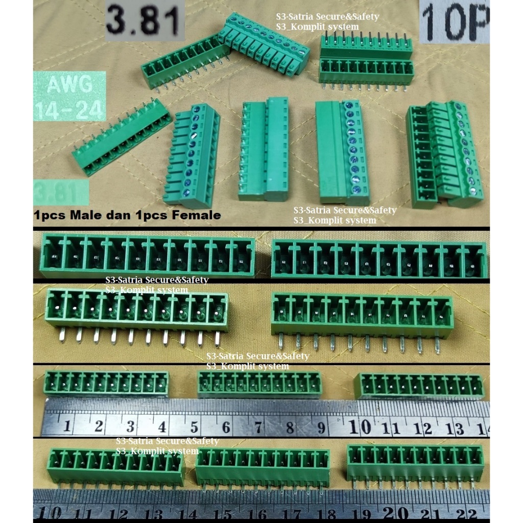 Jual Pluggable10P 3.81MM Terminal Block terminal Kabel L siku tekuk ...