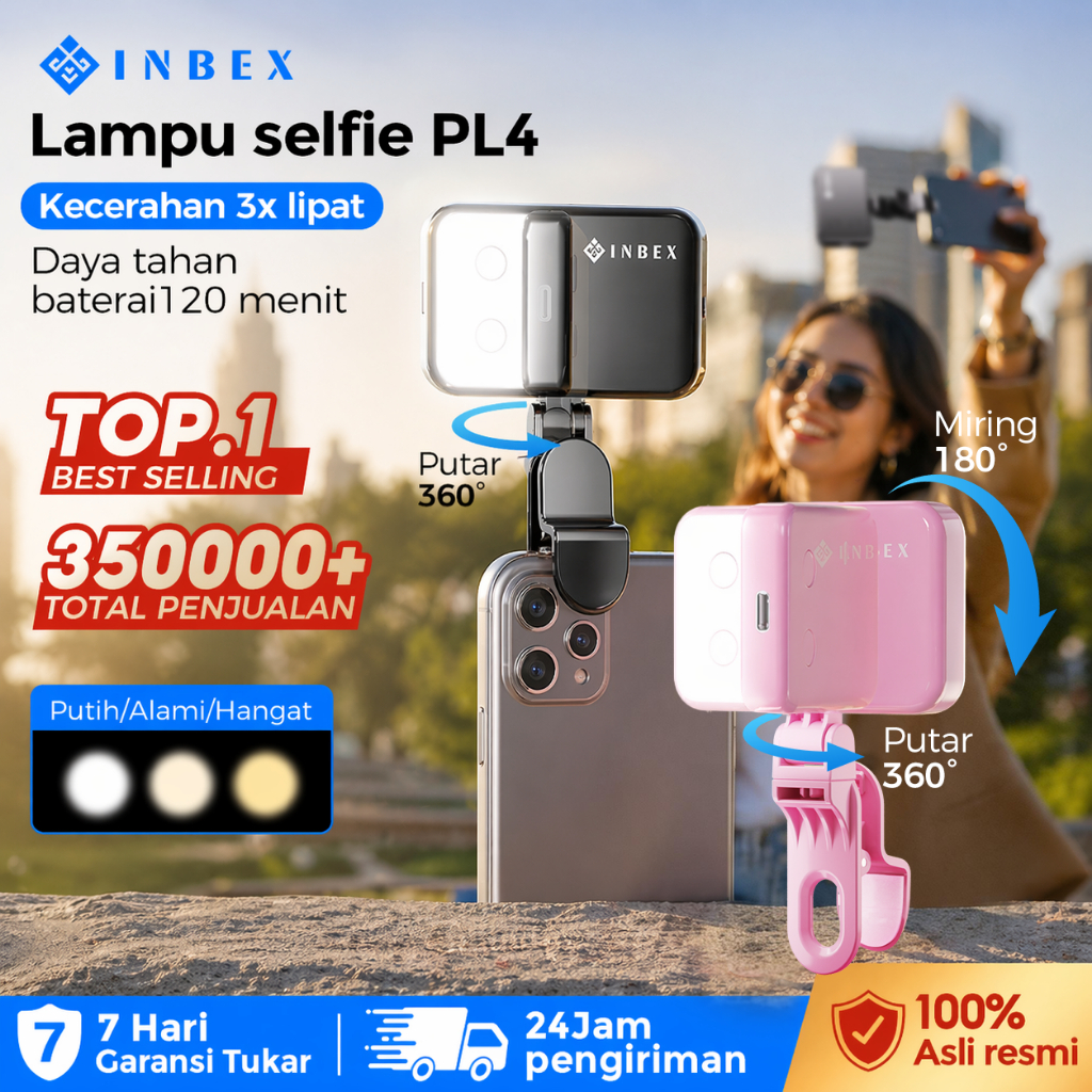 Jual INBEX PL4 Lighting kontent Mini LED Lampu 3 warna Saku Kecantikan ...