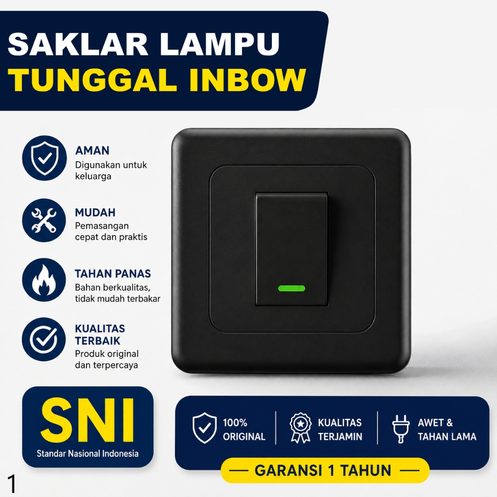 Jual Saklar Single Inbow Hitam Tanam Dinding Engkel Tunggal SNI ...