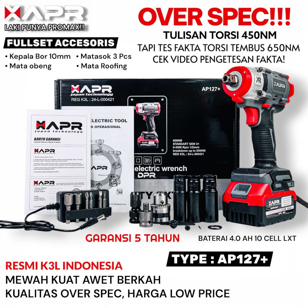 Jual APR JAPAN SERIES AP84 Bor Impact Wrench 380NM SAMPAI 1800NM Mesin ...