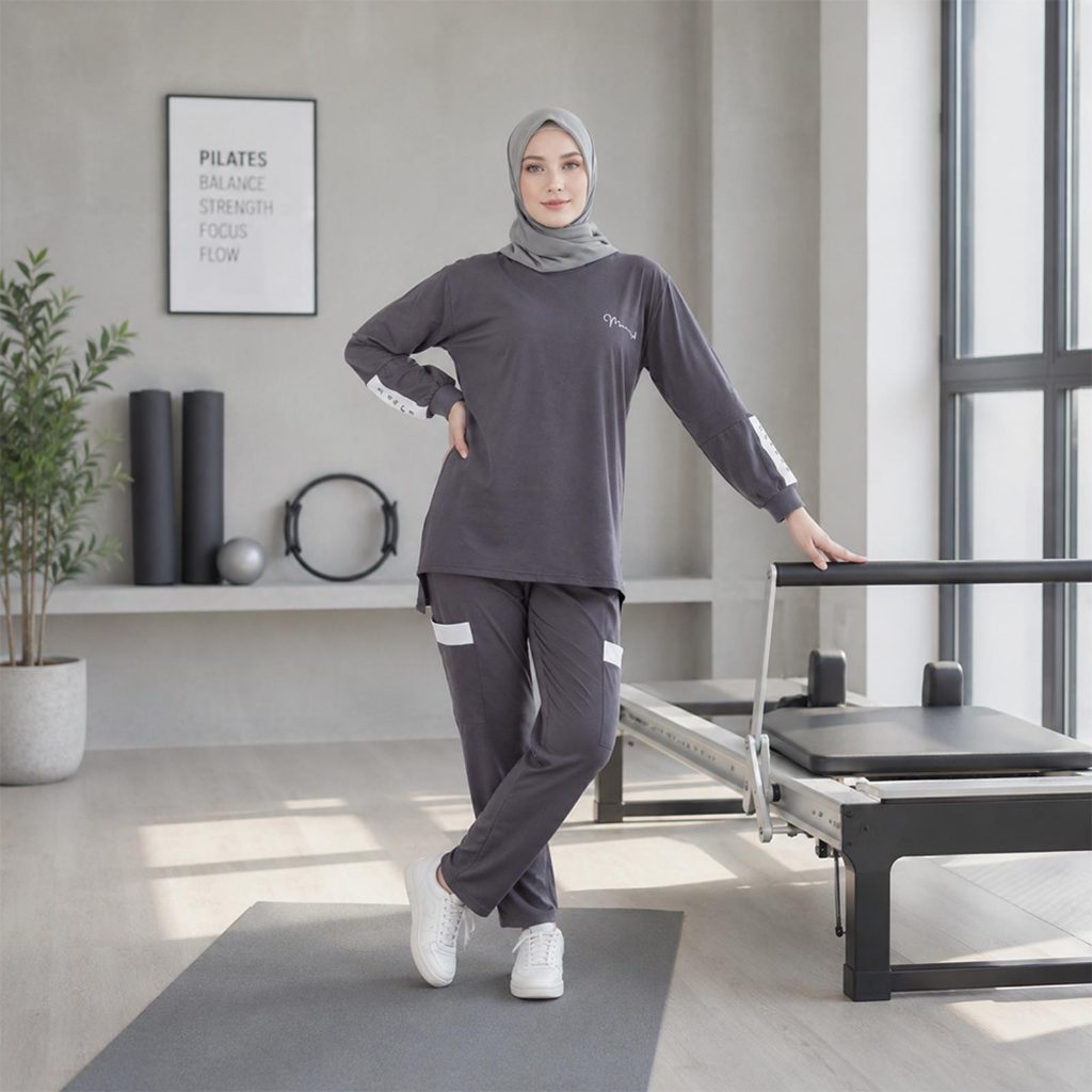 Setelan Baju Olahraga Wanita Muslimah Lengan Panjang foto 2