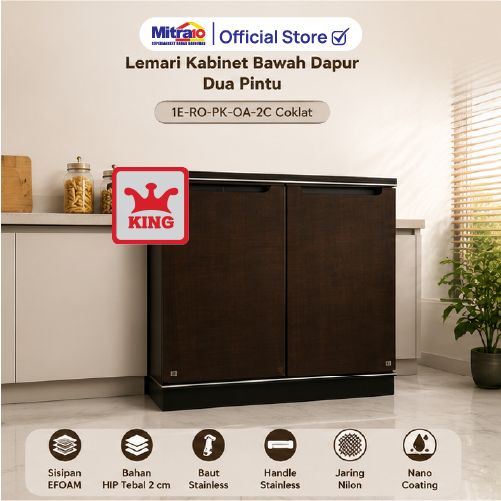 KING Kabinet Meja Dapur Platinum Oak Series Lemari Bawah Kitchen Set Curve Motif Kayu Variasi Single Double Counter Shelf [INCLUDE PACKING KAYU]
