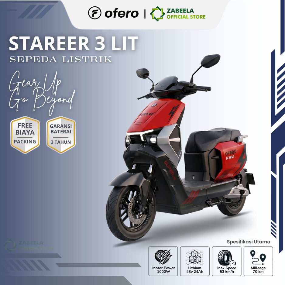 Sepeda Listrik OFERO STAREER 3 LIT - Lithium Battery