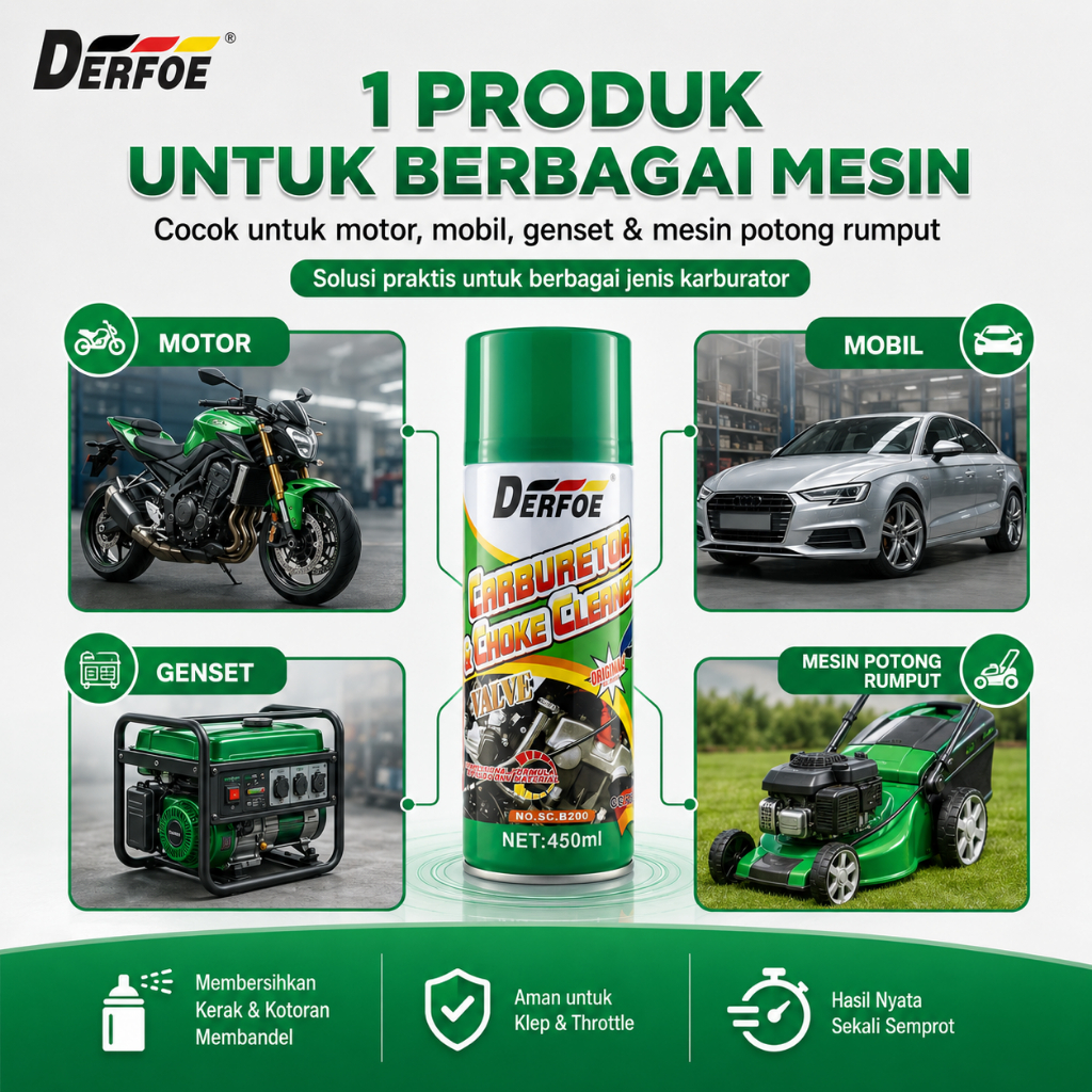 Jual DERFOE Carburetor & Choke Cleaner 450ml - Pembersih Karburator ...