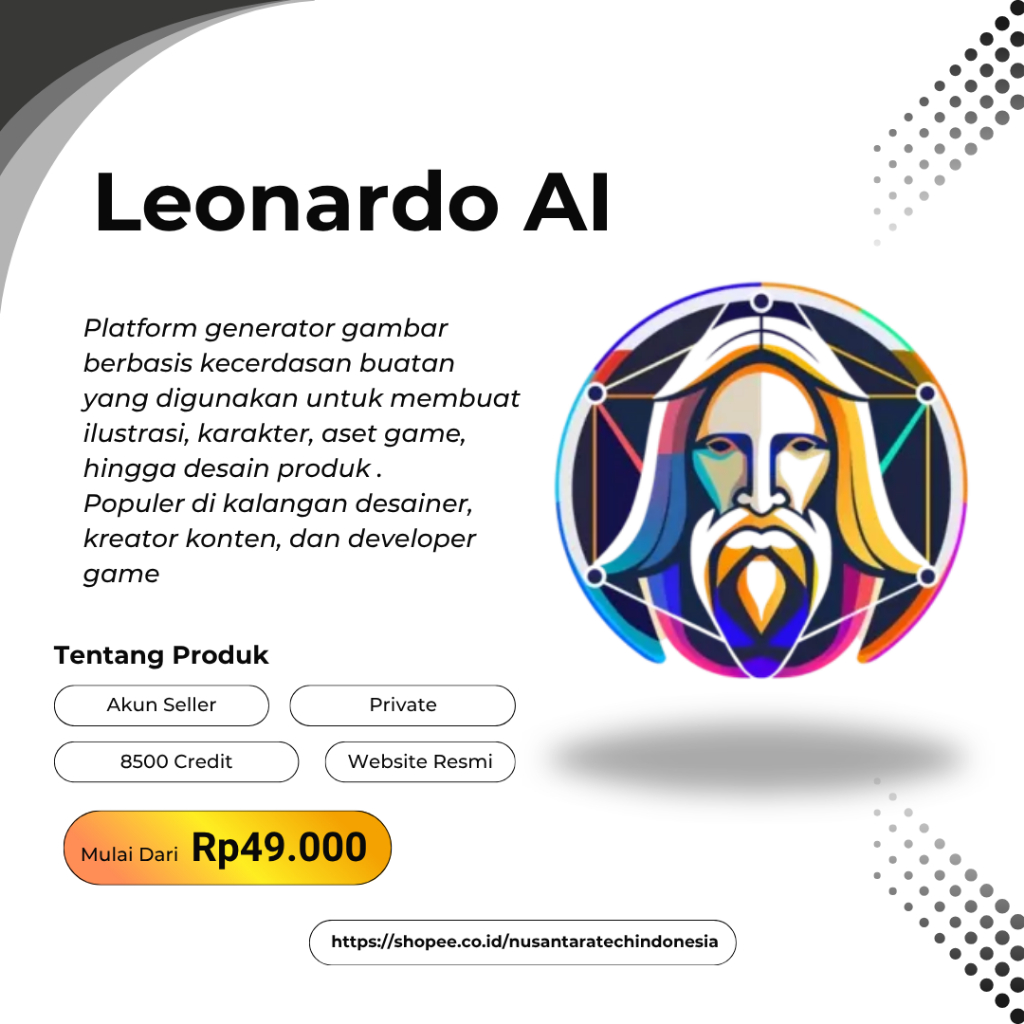Leonardo AI Premium Essential 8500 Credit Generate Private Non Sharing Image dan Video Resmi