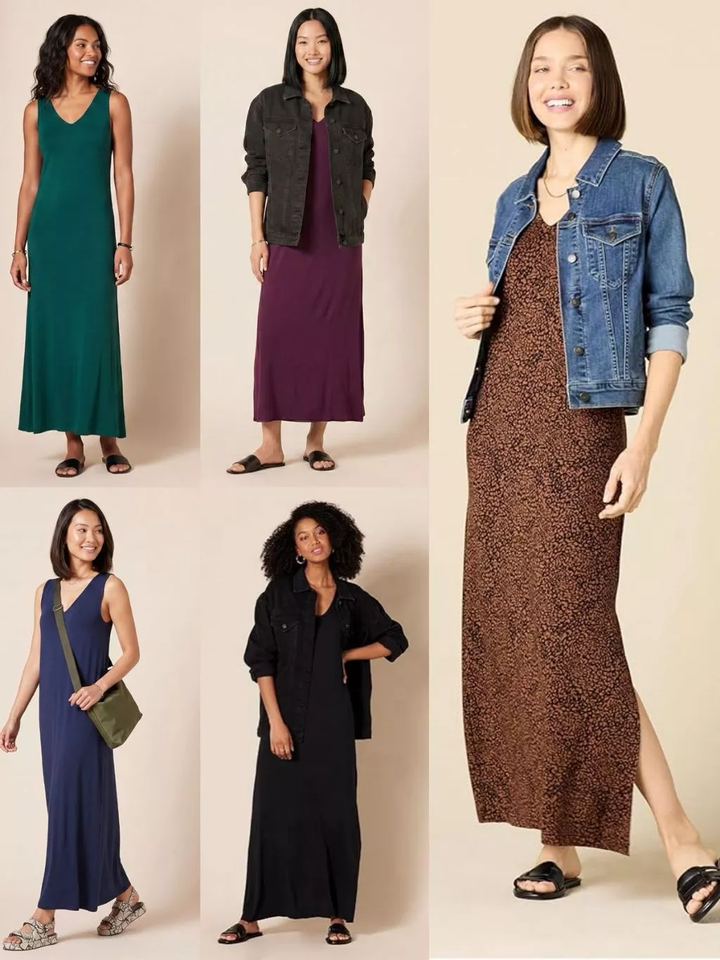 Maxi Dress Wanita AMZ Women's Side-Slit Jersey V-Neck Maxi Length Dress - 2515