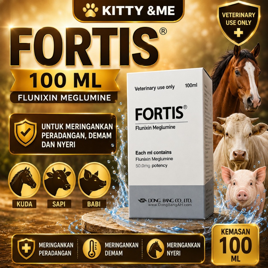 Jual FORTIS 100 ML (FLUNIXIN MEGLUMINE) - Obat Hewan Injeksi Golongan ...