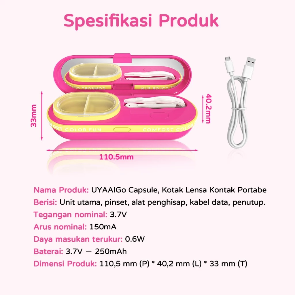 Spesifikasi Mesin Pembersih Kontak Lensa Softlens Elektrik USB Portabel