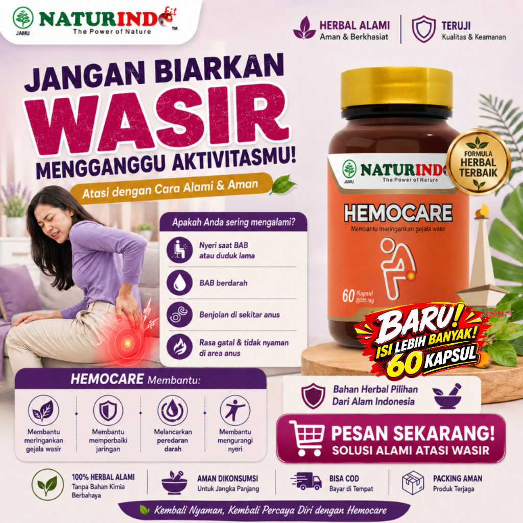 Obat Wasir Obat Ambeien Ambeyen Stadium 1-4 Susah BAB Berdarah Benjolan BERDARAH Obat Wasir Ambein Herbal Obat Pelancar  Bab Alami Obat Susah BAB Jamu Wasir Ambeyen Ambeien STADIUM 1 SAMPAI 4 Hemoroid Tradisional Hemocare Naturindo