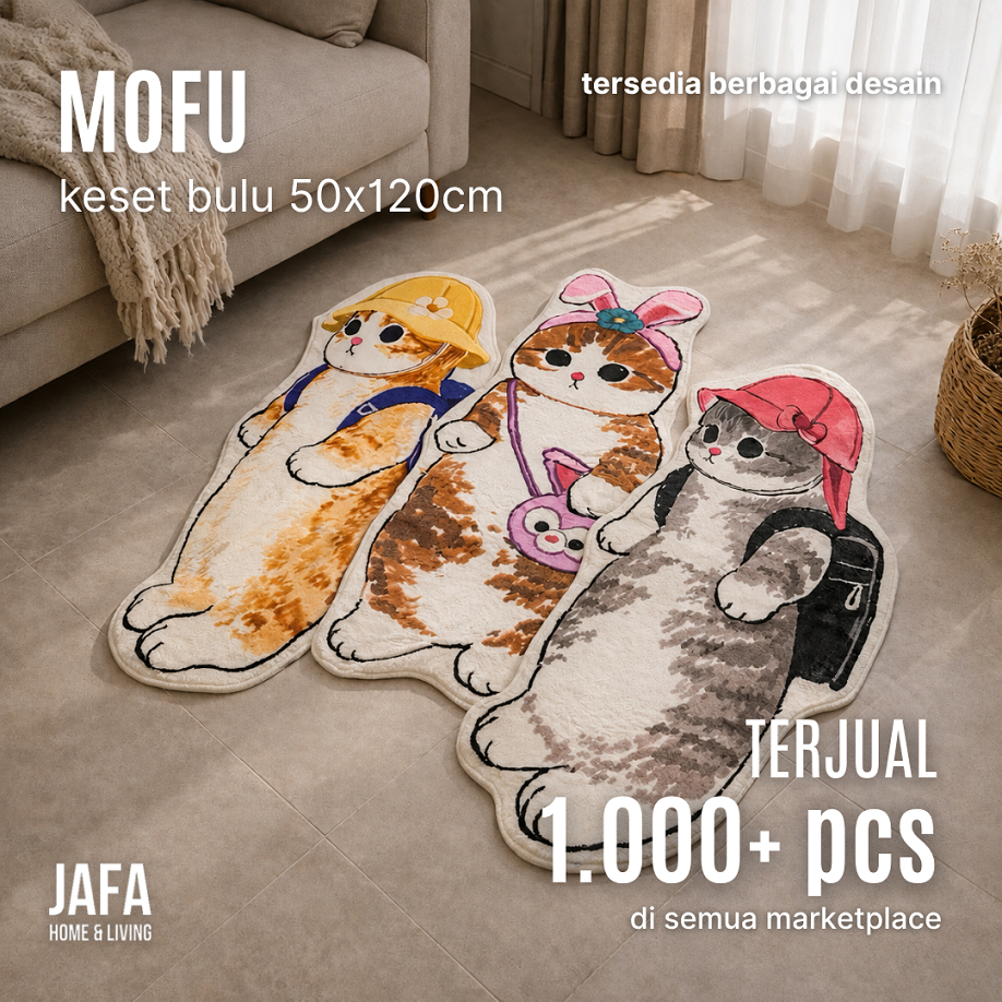 Jual [JAFA] MOFU Karpet Rumah Kamar Tidur 50x120 Kartun Kucing Kitty ...