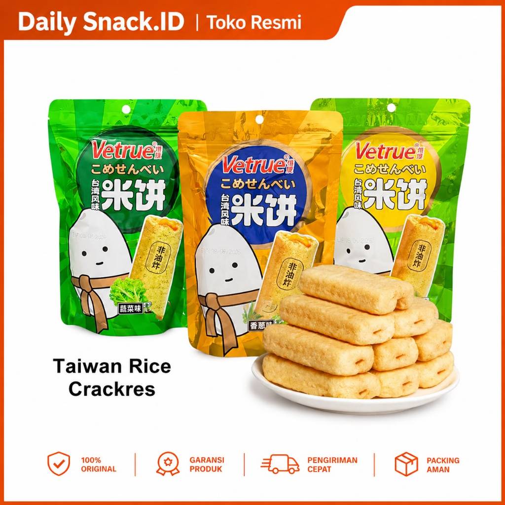 Jual Vetrue Taiwan Flavour Rice Crackers Rasa Salted Egg Yolk, Cheese ...