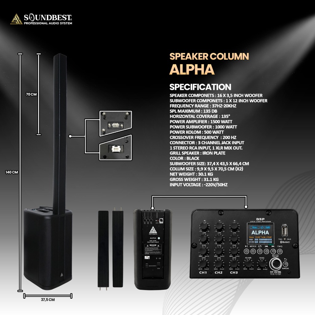 Jual SOUNDBEST Speaker Column Active ALPHA - Column Speaker System ...