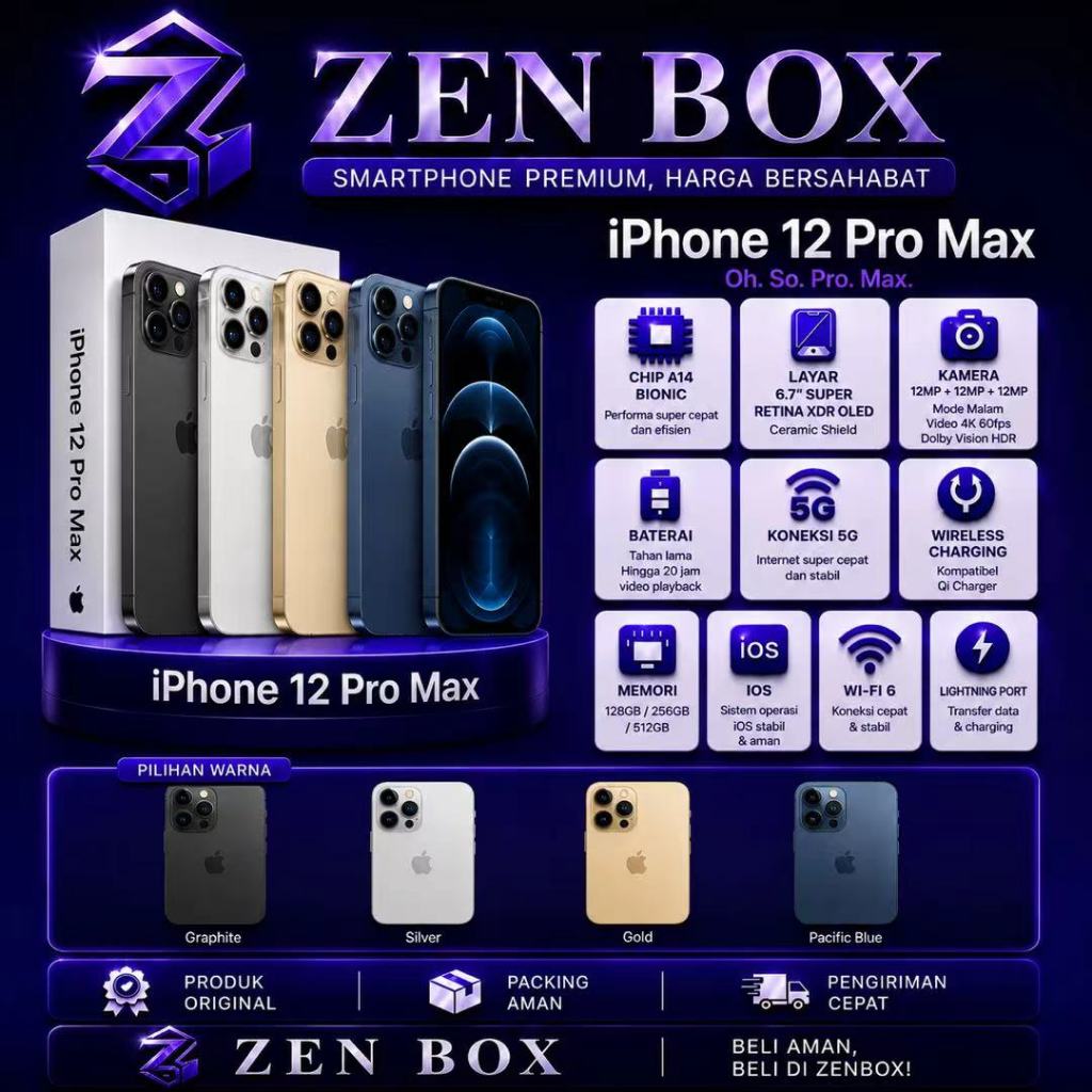 Jual IP 12 Promax Second inter 128GB/256GB Original Bergaransi | Shopee ...