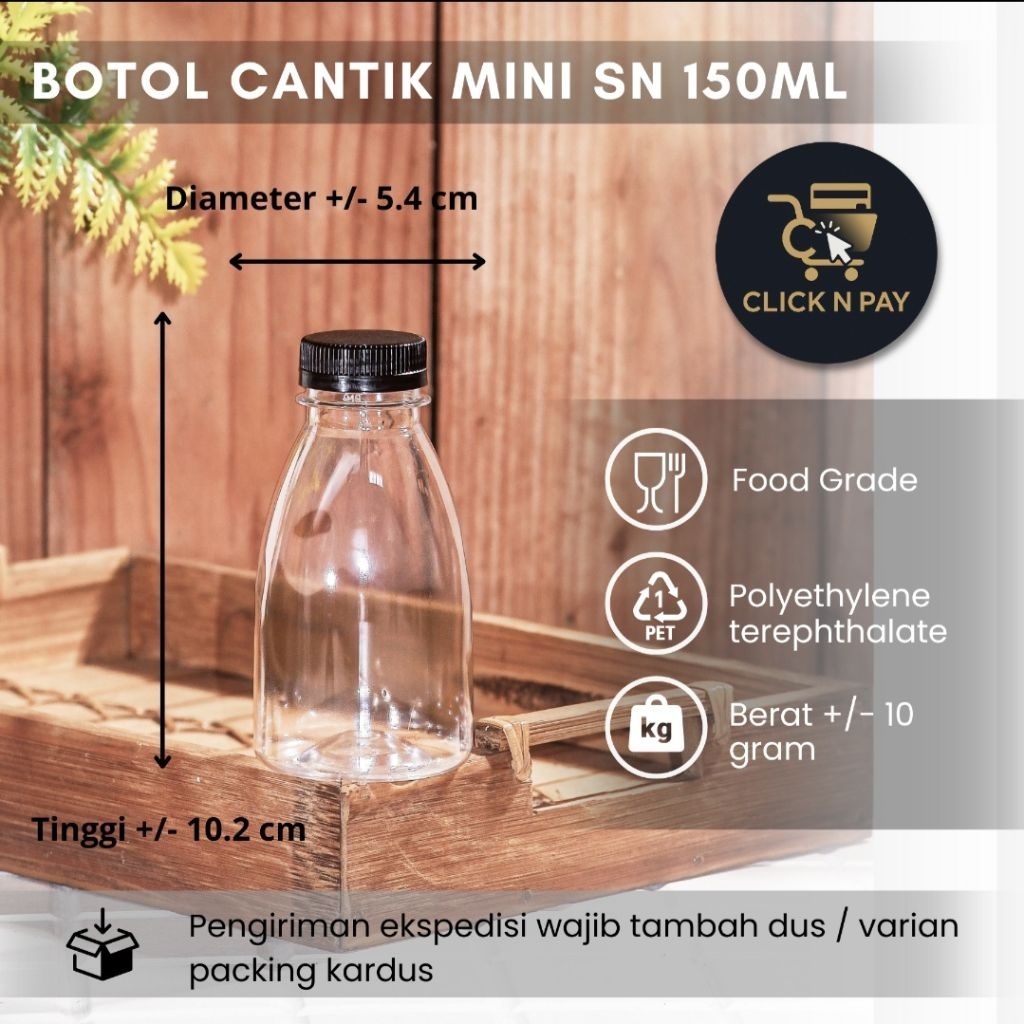 Jual ISI 25 PCS BOTOL CANTIK MINI 150ML SHORT NECK / BOTOL JUS / BOTOL ...