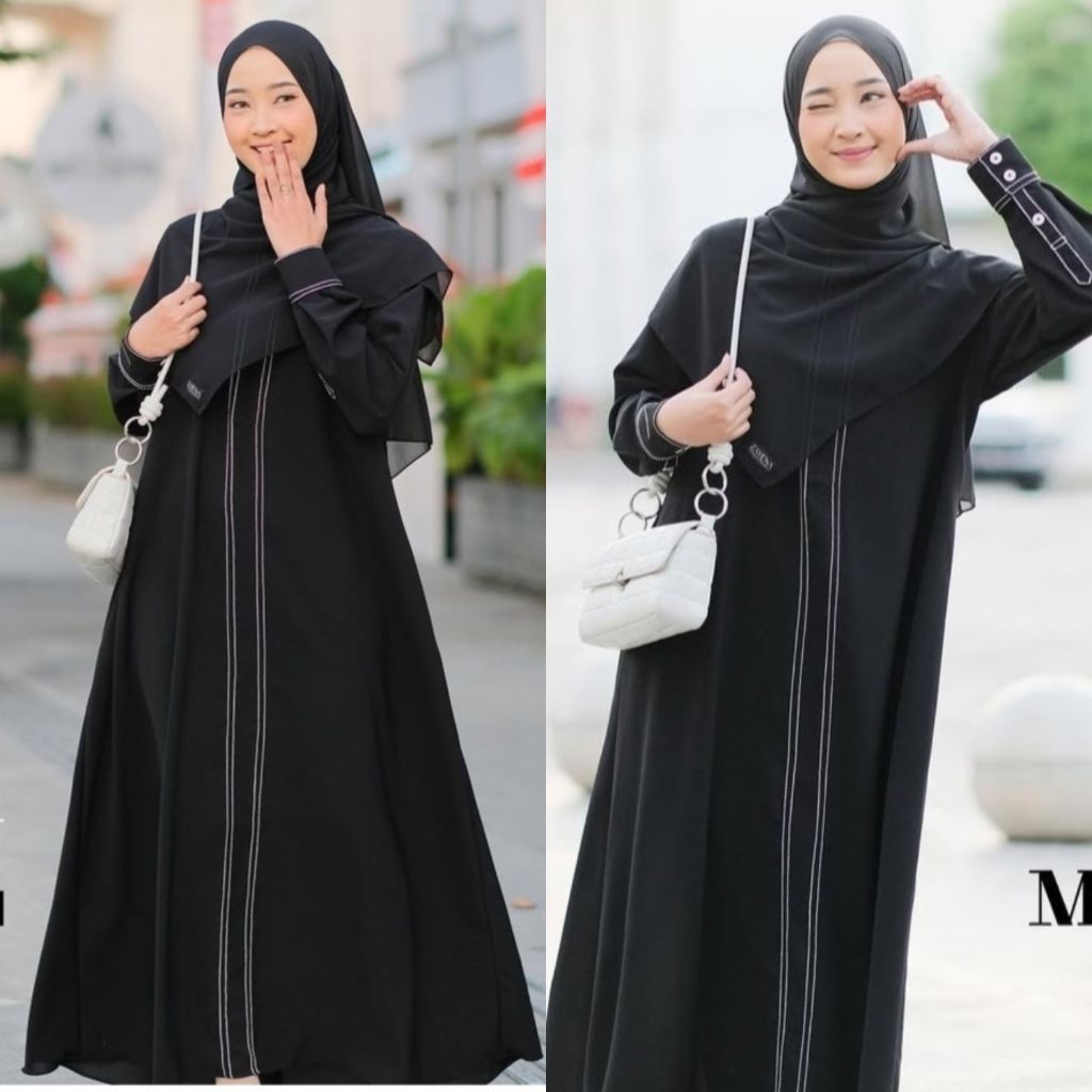 Gamis Medina Abaya Polos Basic Simple Elegan Bahan Wolfis / Abaya Umroh / Abaya Hitam Size M L XL XXL